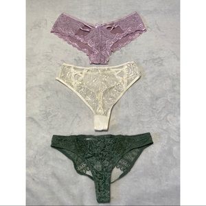 3 Lace Panties/Undies Victorias Secret + Forever21) Size: Small